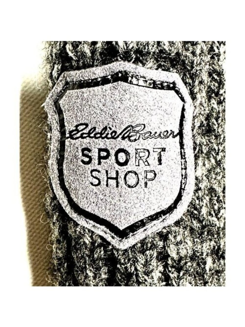 Eddie Bauer Mens XL Sweater Wool Blend Gray Crew Neck Sport Shop Shoulder Patch - Picture 10 of 16